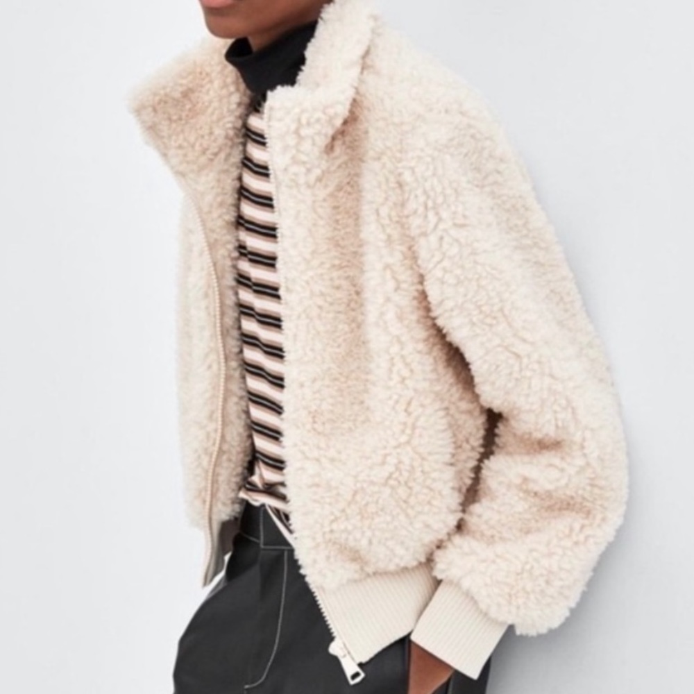 Zara TRF Collection Teddy Zip up Jacket